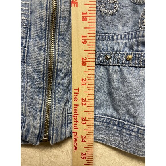 Saint Germain Paris Women's Denim Embellished Jacket VTG Full Zip Medium - Flaw - Picture 5 of 7